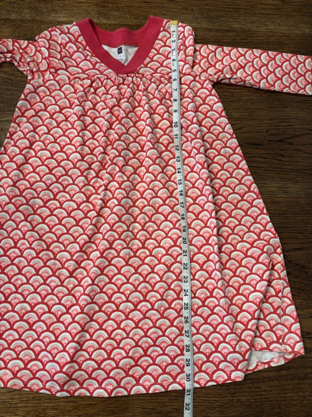 Tea Collection Nami Trapeze Dress Coral White Scallop Wave Girls 12 Cotton